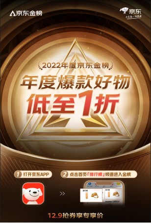 京东金榜发布年度百大金奖，12月9日晚8点大牌好物低至一折1